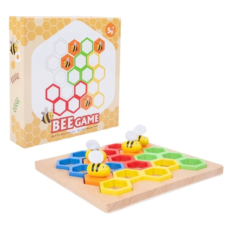 Sports Toys Bee Hive Wood Color Sorting Toy Montessori for 5 Kids Fine Motor Skill 230816