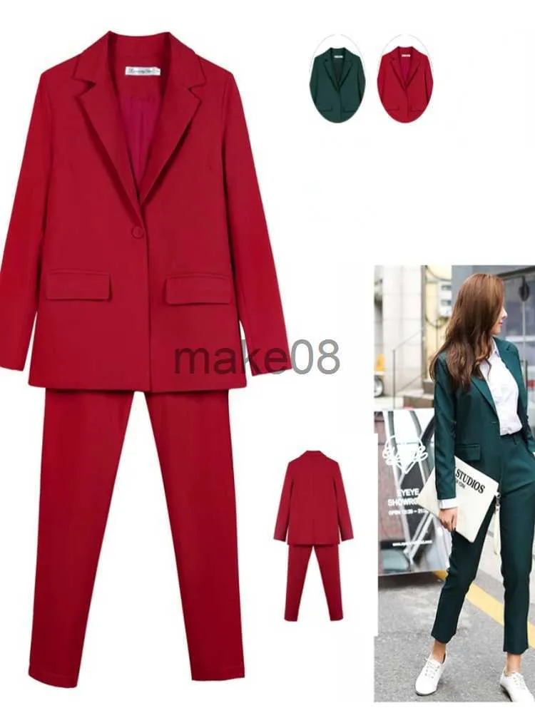 Women's Two Piece Pants Work Pantsuits OL 2 Piece Set For Women Business Interview Uniform Slim Blazer And Pencil Pants Office Lady Suit Female Outfits J230816