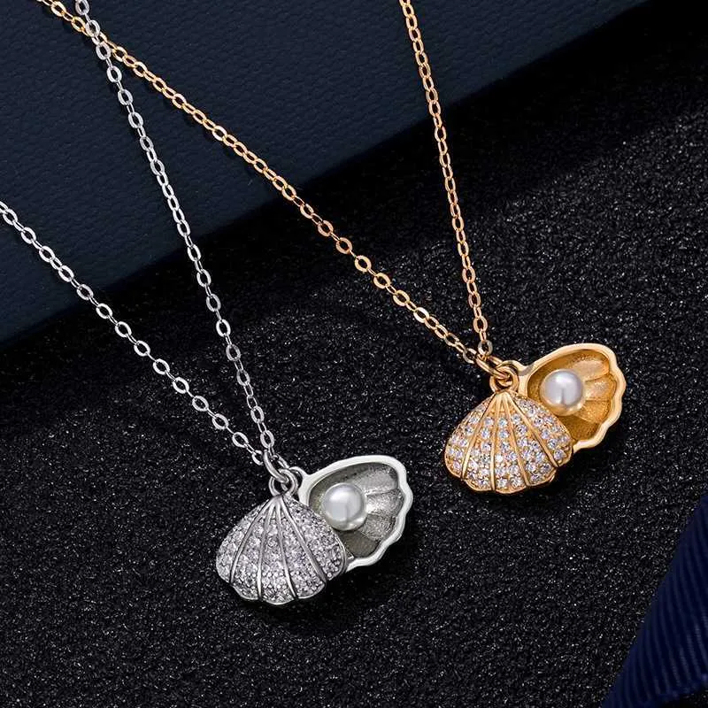 Pendant Necklaces Exquisite Romantic Shell Pendant Women's Necklace Creative Fashion Faux Pearl Silver Plated Jewelry Accessories Birthday Gifts J230817