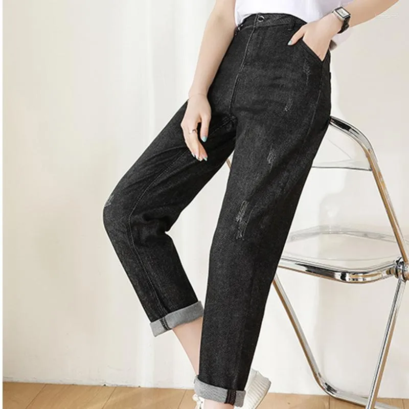 Women's Jeans 2023 All-match High Waist Loose Denim Straight Radish Harem Pants Big 5XL 6XL 7XL