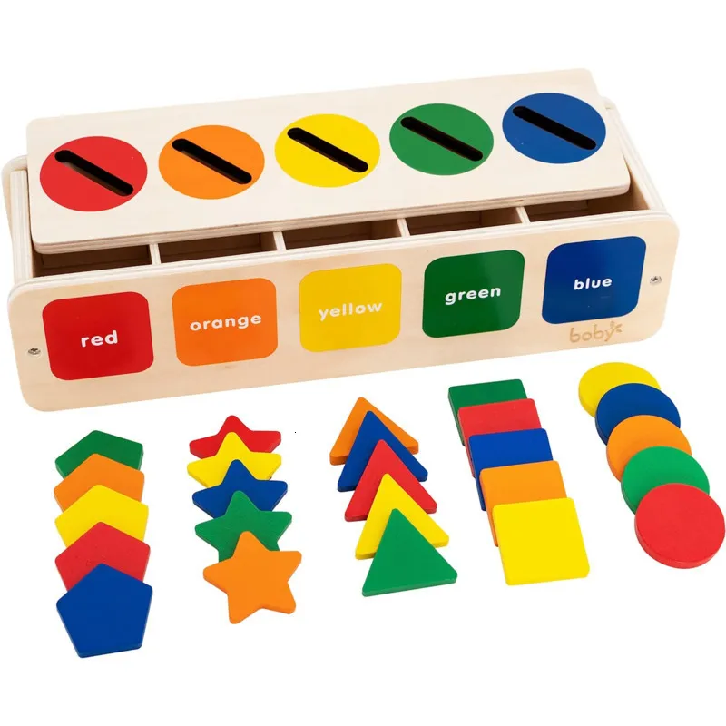 Sports Toys Kids Montessori Geometry Sensory Aids Wooden Color Recognition Shape Sorter Set Education Material For Children 230816