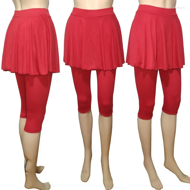 Women's Leggings vrouwen bijgesneden culottes tweedelige rokbroek Yoga Sports Fitness Dance Pants comfortabele casual anti-blootstelling