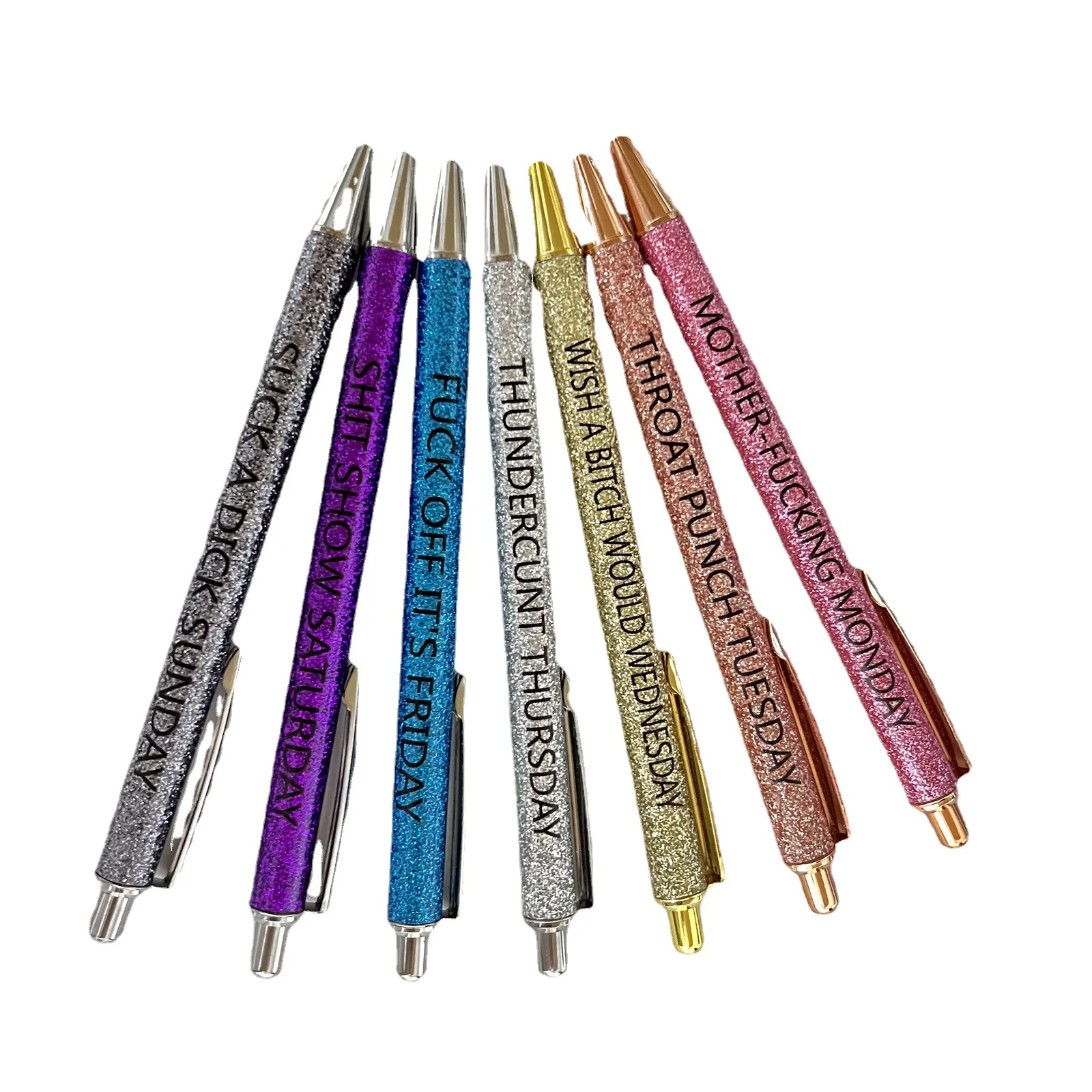 7 -stcs grappige pennen Beschrijving Zeven dagen per week Mood gelpen Fun Ballpoint Set Rhinestone Color Pens Creative Student Stationery