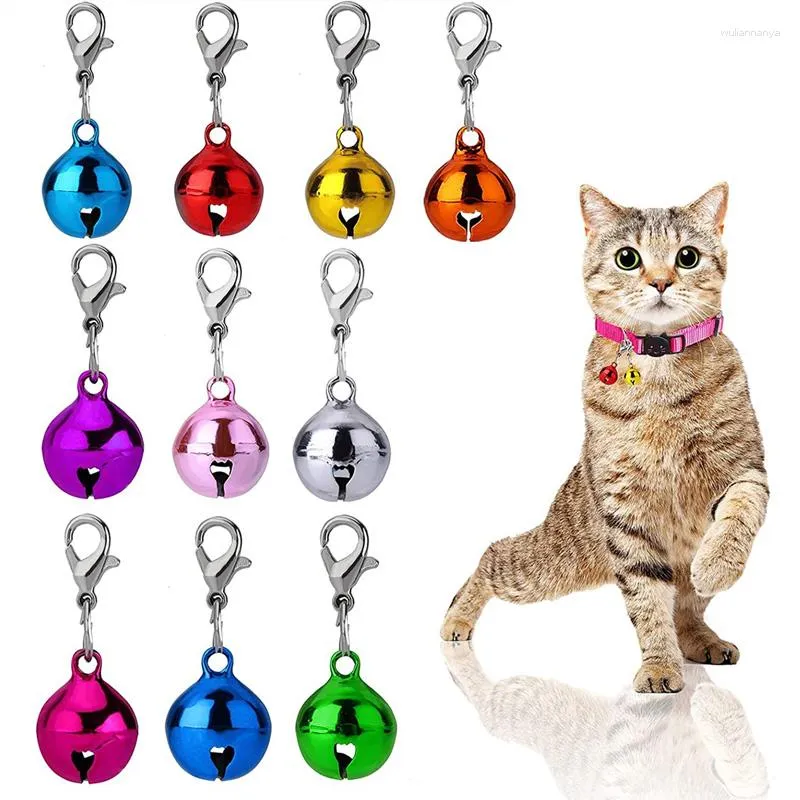 Colarinhos de cachorro 10pcs colarinhos de gato sinos encanta sino de metal colorido com fecho de lagosta festival de animais de estimação decoração de festa de cosplay