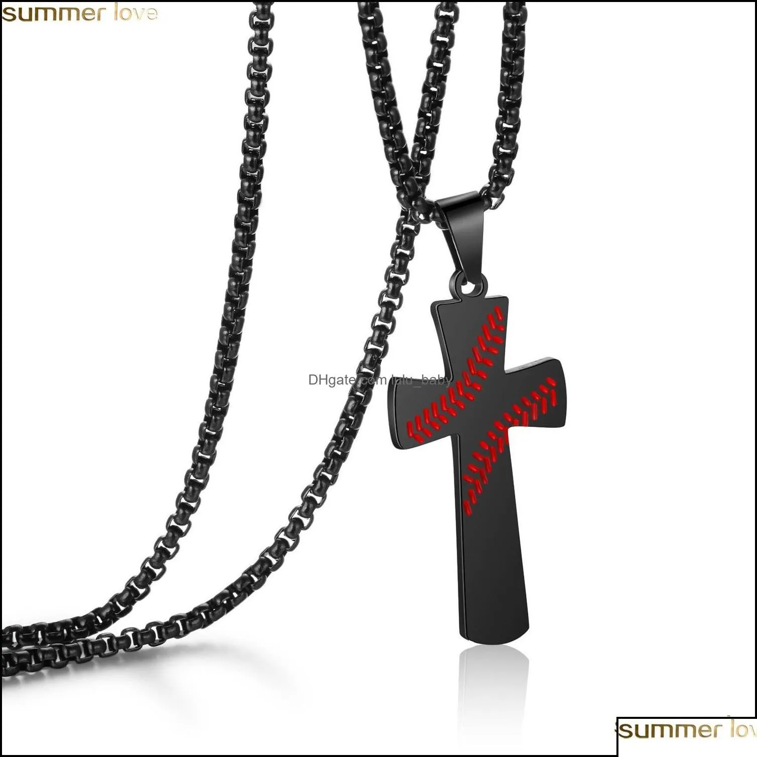 Colliers pendants pendentifs bijoux en acier inoxydable Collier de baseball pour les femmes et les hommes Verset Bible Christian Religion Gift Dropu Dhepu