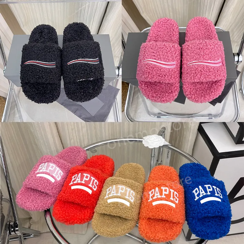 Designer Luxury Men Dames Winterbont Fluffy Furry Cotton Slippers Dames slippers dames wolglaasjes comfortabel fuzzy girl flip flop slipper maat 35-45