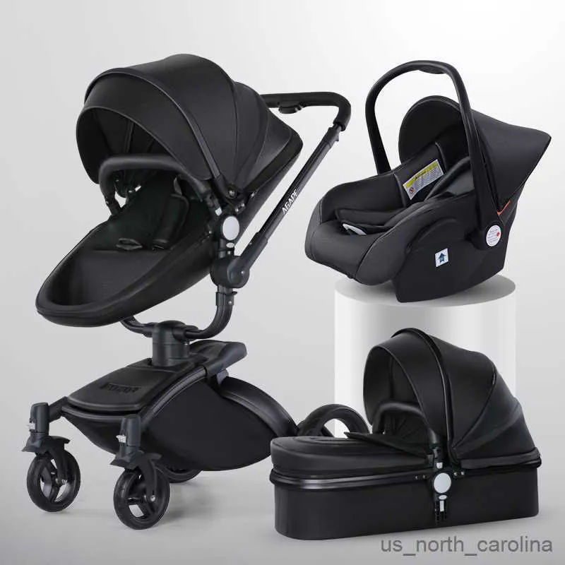 Leather baby stroller 3 in 1 hotsell