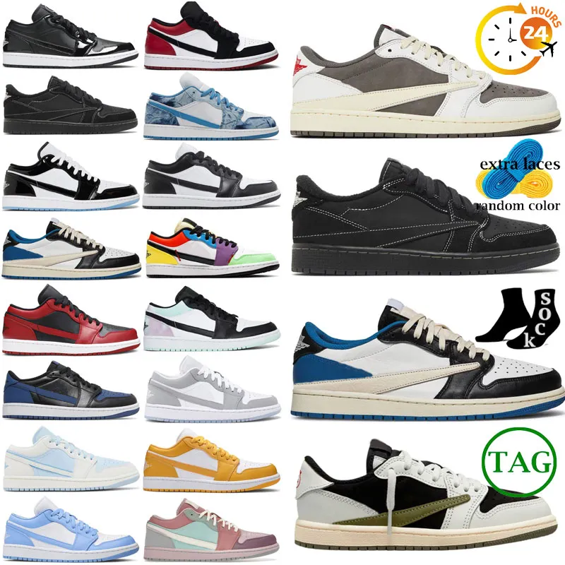 Jumpman 1 Low 1s Mens 농구화 Peter Moore Mocha Black Phantom Cement Panda 2.0 UNC Bordeaux Mystic Navy Men 여성 트레이너 스포츠 운동화 크기 13-5.5