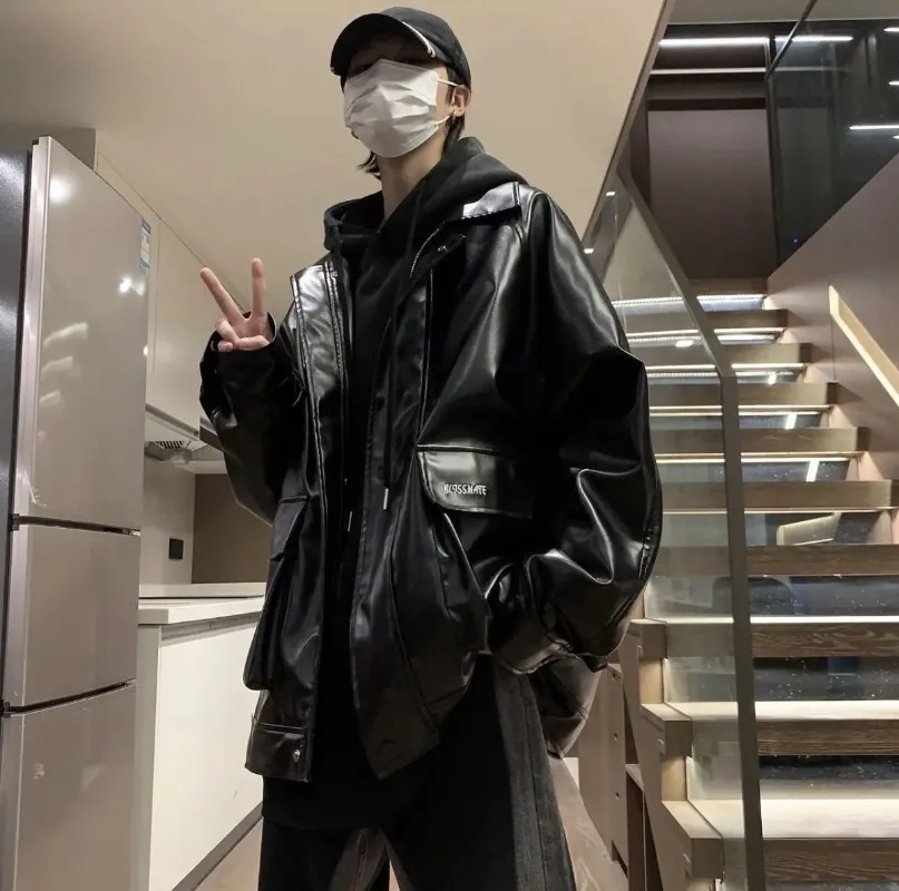 Techwear shop leather jacket
