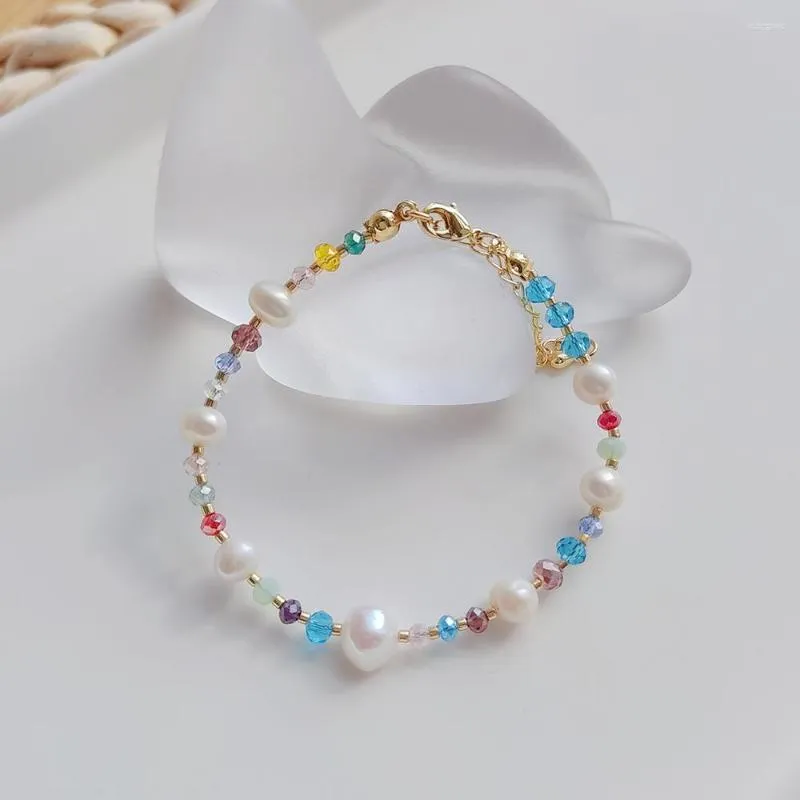 Strand 2023 Bracelets de pérolas de água doce natural de pulseira de cristal transparente para mulheres Pulseras de jóias Fornecedor de jóias