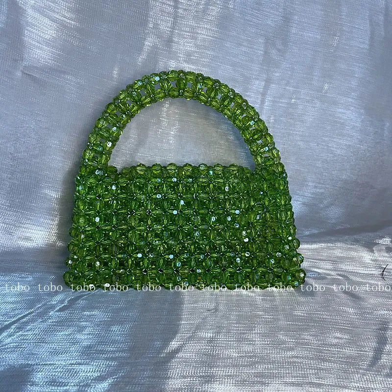 Bolsas de noite pequenos sacolas de sacos de contas de contas de crossbody saco clear acrílico pérola de pérolas de miçangas verdes personalizados mulheres lã de tecido 230816