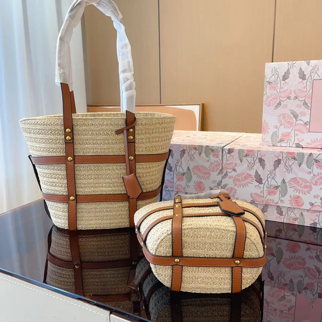 Designer Totes halm flätade raffia väskor kvinnor sommar lyxig tygväska handväska designers handväskor axelväskor purses strandväskor crossbody