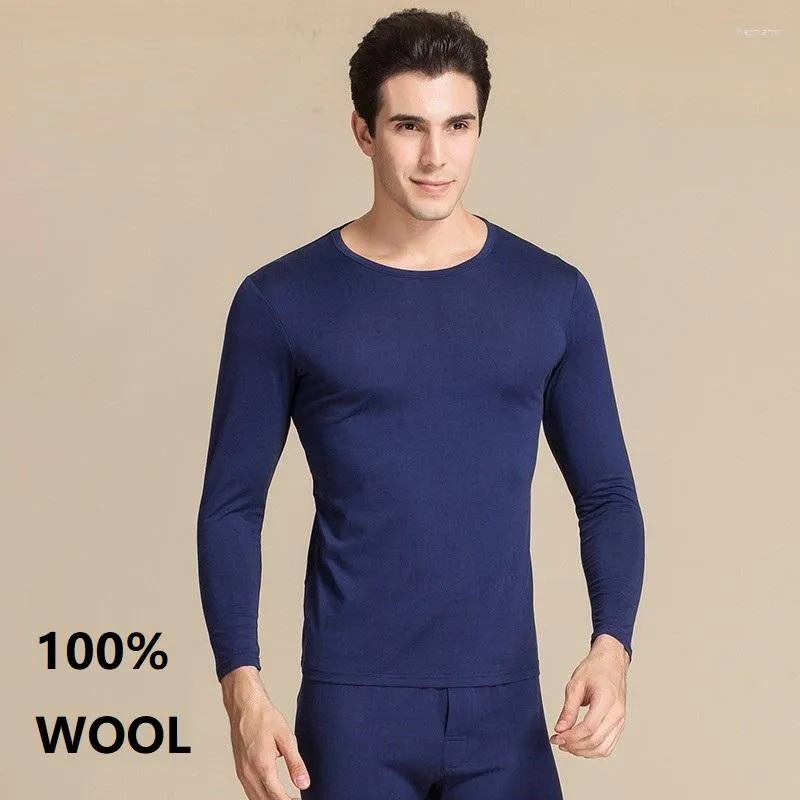 Heren thermisch ondergoed 100 wol mannen sets lente heren laag laag shirt lang johns man winter kleding thermo leggings kleding warme set