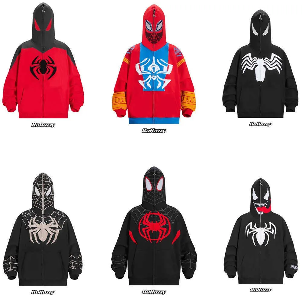 Nouvelle marque de mode Kakazzy Kakazzy All Ramaway Spider Man Cosplay Sweat à capuche brodé du même style