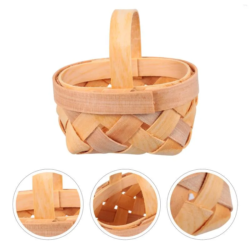 Bouteilles de rangement 12 PCS Panier tissé en bois de bois élégant paniers portables ornements décorations compactes home mini poignée