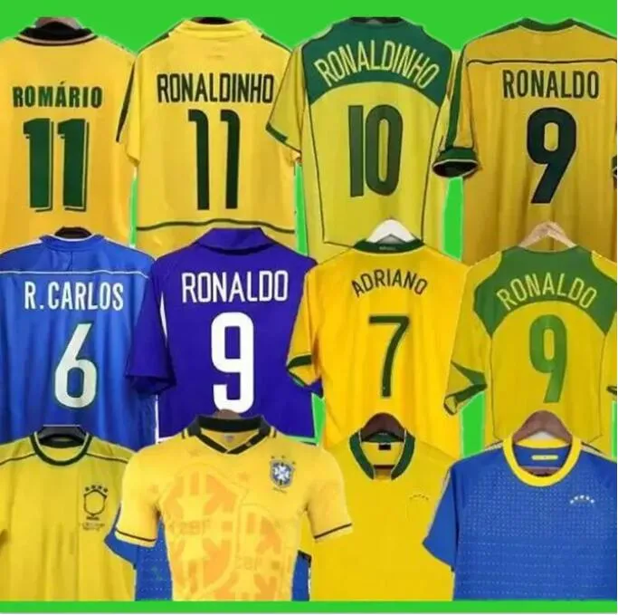 1970 1978 1998 Retro Brasil Pele Soccer Jerseys 2002 Carlos Romario Ronaldo Ronaldinho Shirts 2004 1994 Brasils 2006 Rivaldo Adriano Kaka 1988 2000 2010 22 22 Vini Jr 888
