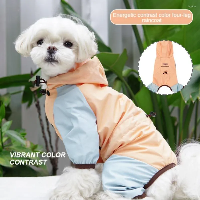 Dog Apparel Pet Raincoat All Four Legs Waterproof And Reflective Clothing Hooded Rain Coat Clothes