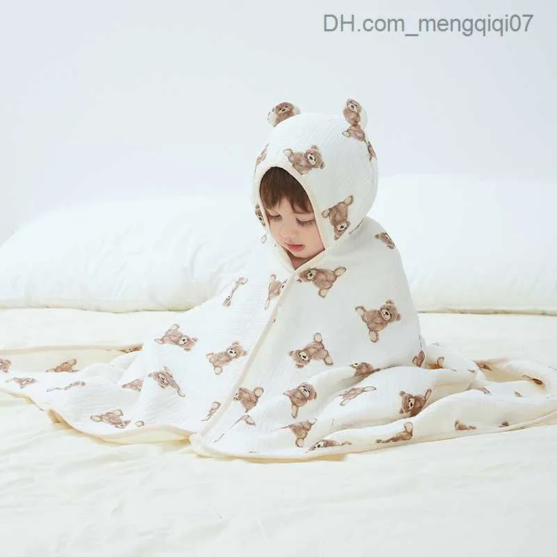 Towels Robes Fine cotton baby bath towel Cotton bath towel Children's bath towel with hood Children's exterior decoration Baby poncho towel Mother children Z230819