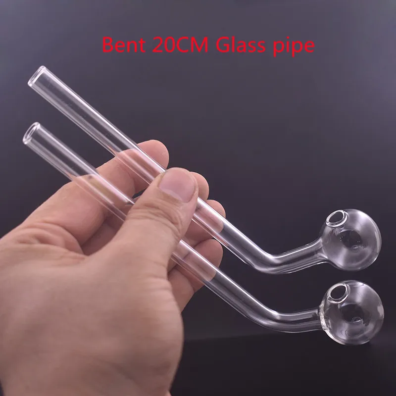 Wholesale Big L:20cm Thick heady glass oil burner pipe Curved tube nail smoking hand collect pipes