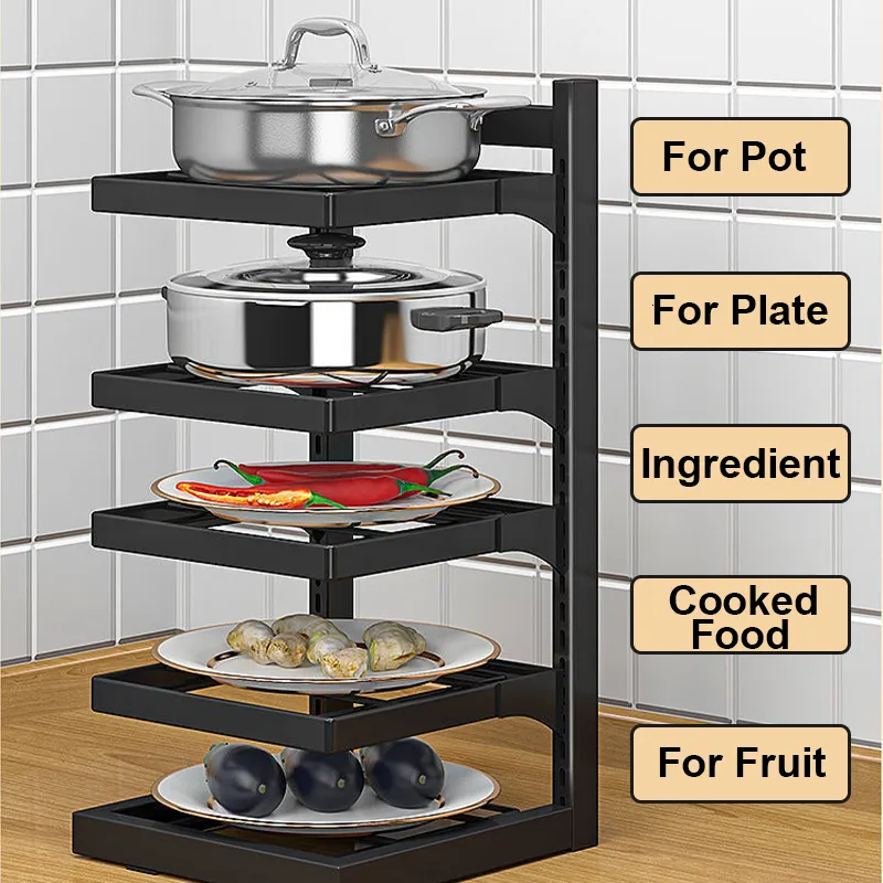 Food Storage Organization Sets Home Kitchen Accessories Adjustable Pot Rack Organizer Cabinet Lid Cookware Holders 230817