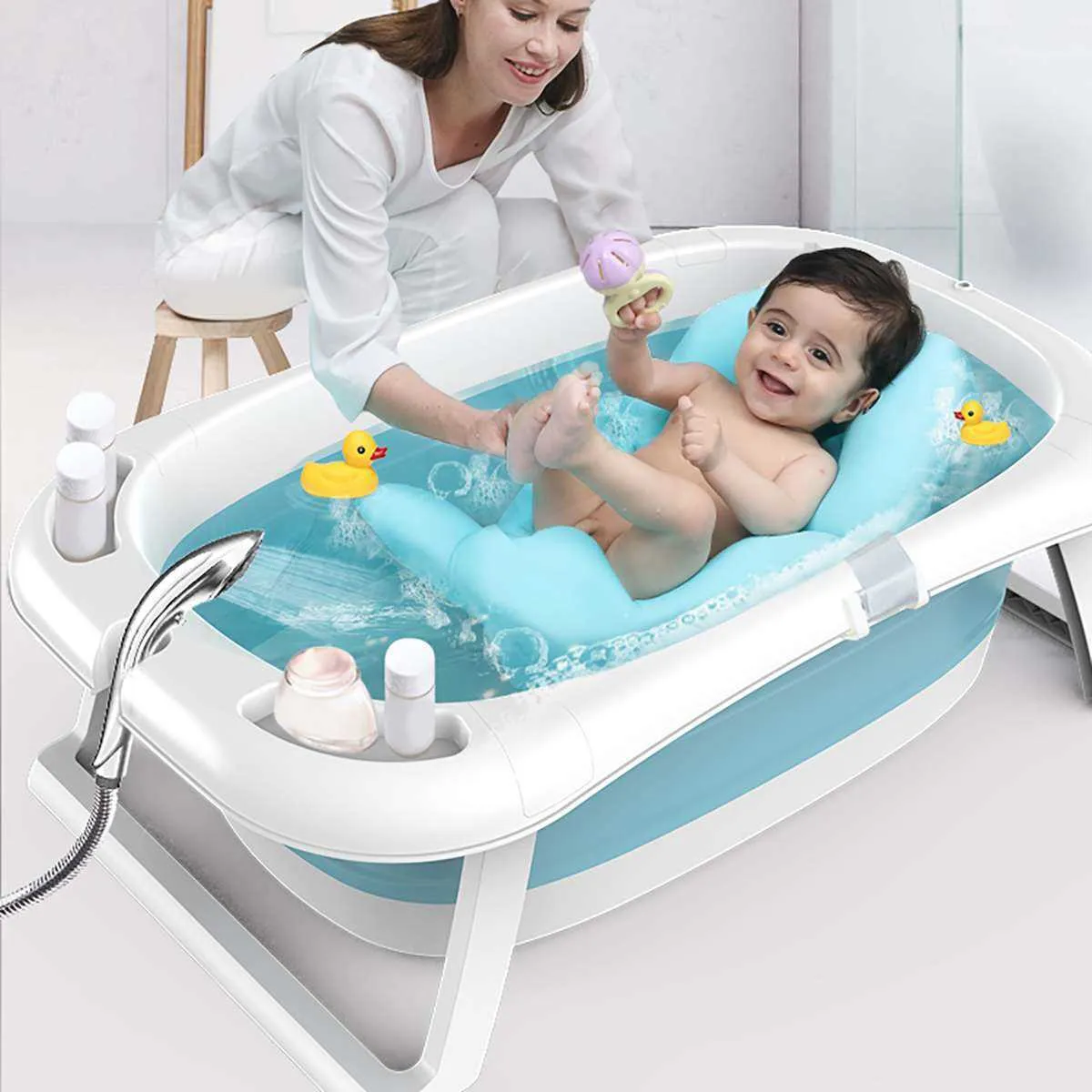 R230818 Siège De Baignoire Pour Bébé – Bassin De Douche Portable Pliable  Avec Coussin, Thermomètre Intelligent Et Design Pliable De Sécurité Pour  Bébés Et Animaux Domestiques Du 21,15 € | DHgate, image size:1200x1200