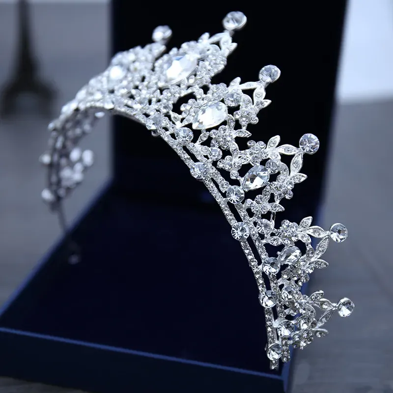 Wedding Headpieces Tiara Crystal Bridal Tiara Crown Silver Color Diadem Veil Accessories Head Jewelry