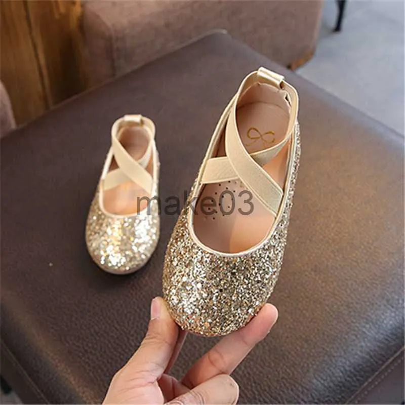 Sneakers Girls Princess Shoes Spring Autumn Baby Soft Sole Dance Ballet Flats Three Color Kids Pink Bling Cute Footwear J230818