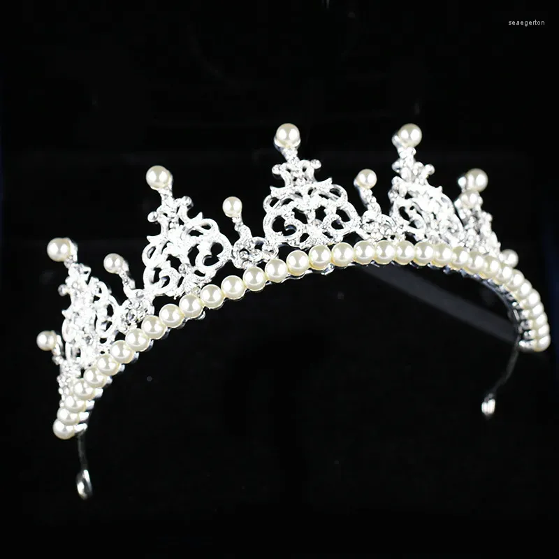 Haarspangen, schöne elegante Mitation-Perlen-Strass-Inlay-Krone, Tiara, Hochzeit, Brautkamm, Kronen für Abschlussball, Party, Abend