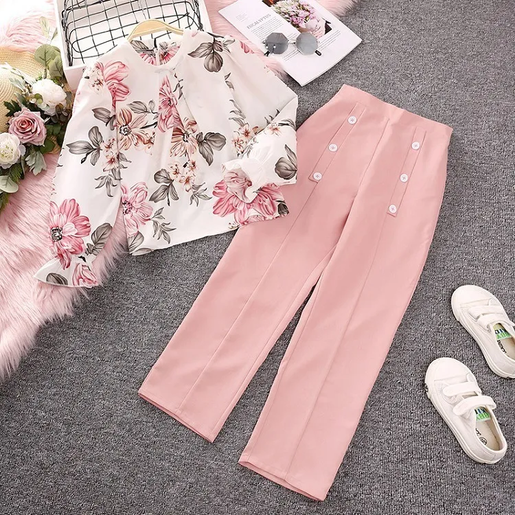 Floral Print Pink Pant Set For Girls Shirt And Pants Outfit For Ages 8 11  230818 From Shu08, $15.36