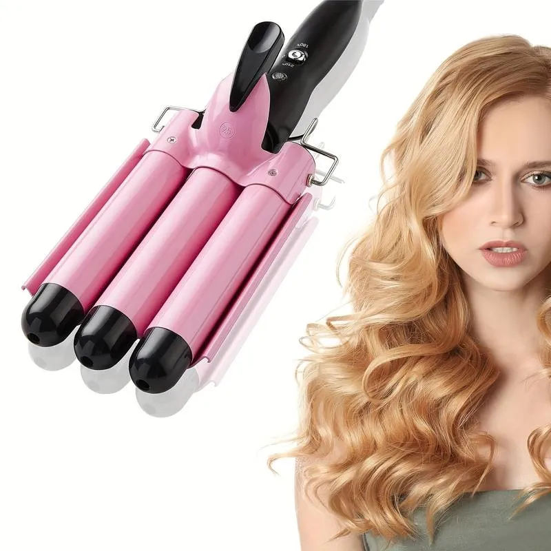 Curling TEMPERE TEMPERATURA REGOLABILE CERAMICA GRANDE ONDE GIOVANI REGOLABILE CAPELLI da 25 mm waver ferro arricciacapelli per capelli lunghi o corti riscaldati rapidamente durano la bacchetta di ferro vagabondo lungo