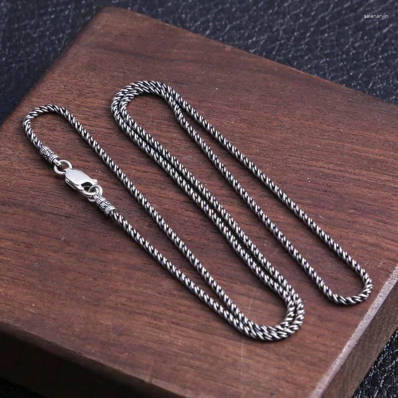 Kedjor S925 Sterling Silver Six-Character Shingen Rope Necklace Neutral Thai Hipster Accessories smyckespresent