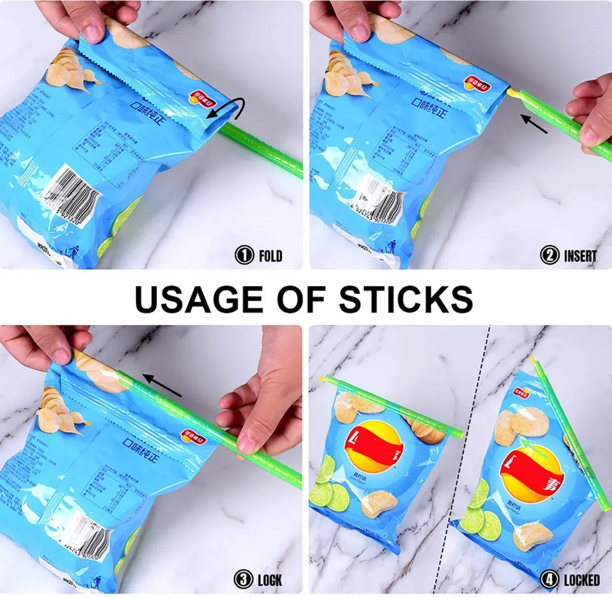 Plastic Bag Clip Seal Stick Storage Bag Househoud Sealer Clamp Snack  Food Rod Clip Multifunction Kitchen Tools HH640