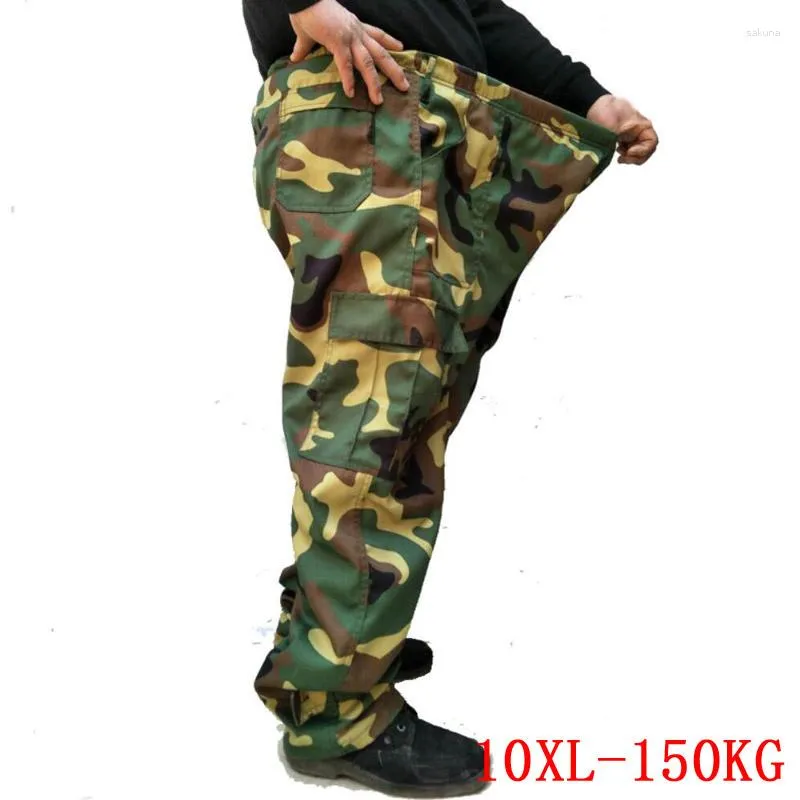 Pantalon masculin Band élastique de camouflage de grande taille 7xl 8xl 9xl plus 10xl Summer Loose Army Green Sport 50 52