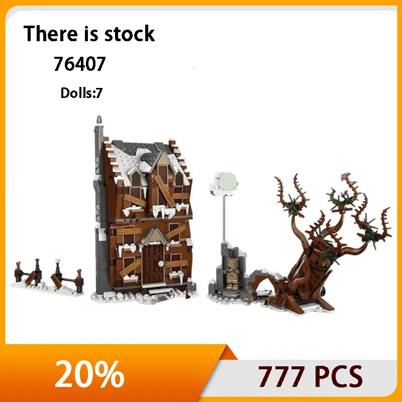 Block 76407 Byggnadsblock Shrieking Shack Whomping Willow Model Magic Film DIY Assembled Bricks Children Toys Gifts 230818