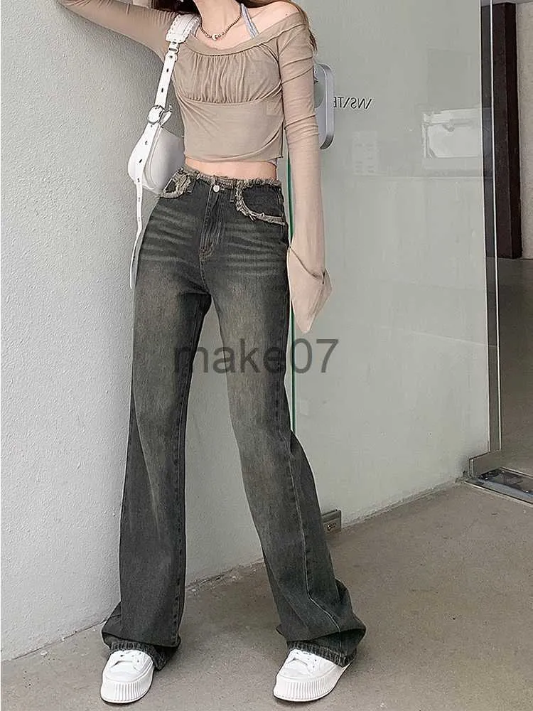 Damesjeans Vrouwen Vintage Koreaanse mode Slim denim broek Flare Jeans Y2K Streetwear Long Trousers 2000s Esthetic Low Rise Bell Bottoms Nieuwe J230818