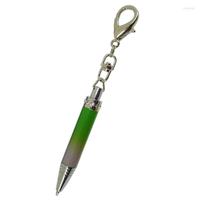 2pcs Graduate Colors Mini Crystal Ball Pen 72mm Length Stainless Steel With Key Ring Bag Ornaments Cute Short For Wallet