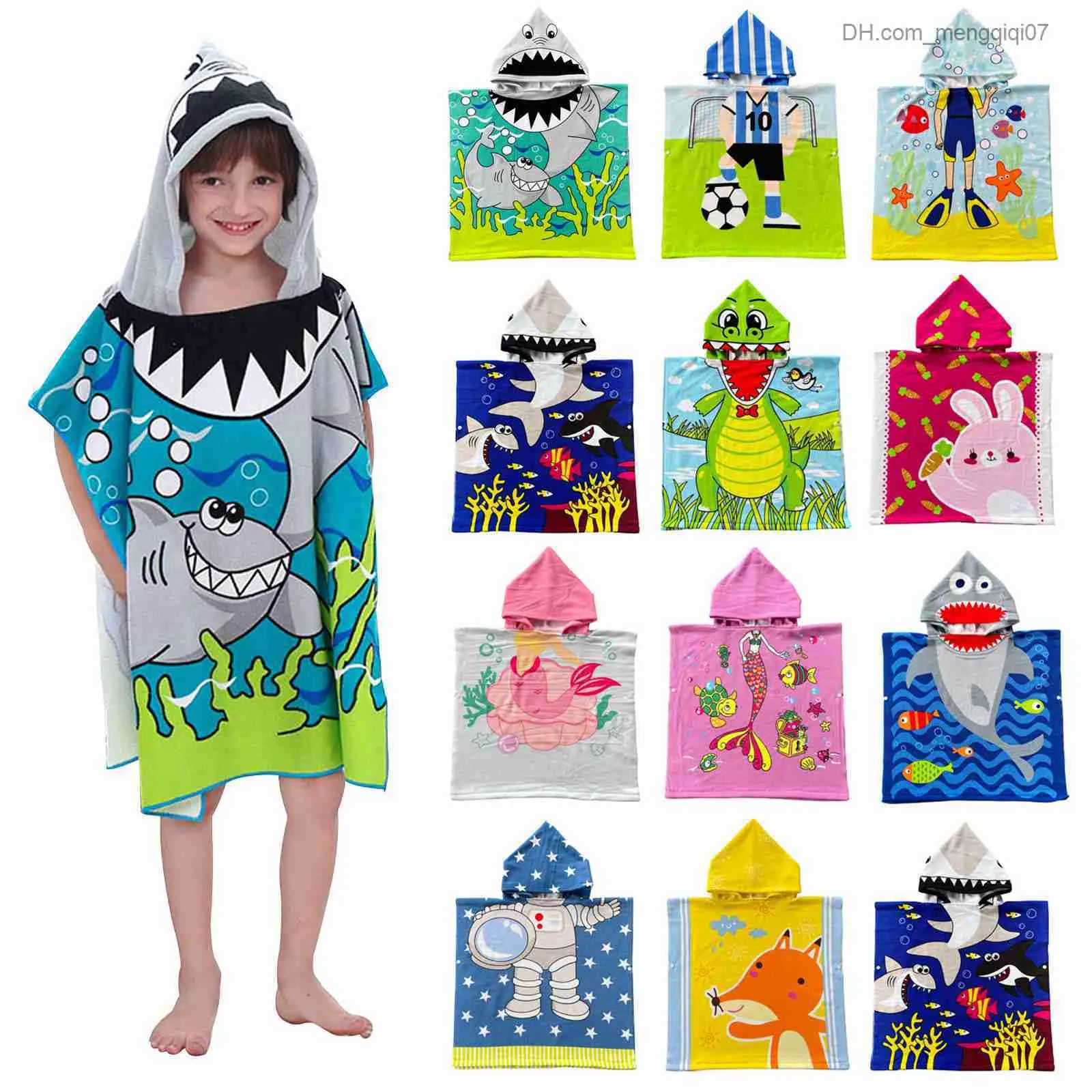 Pajamas Baby accessories cartoon baby bath towel children's hoodie baby bath towel cotton beach towel children's bath towel Z230818