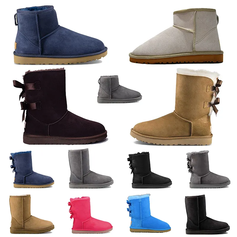 2023 Hot Classical Short Miniwomen Snow Boots Keep Keep Keep Boot Man Womens 플러시 캐주얼 따뜻한 부츠 양모 스웨이드 신발 밤나무 회색