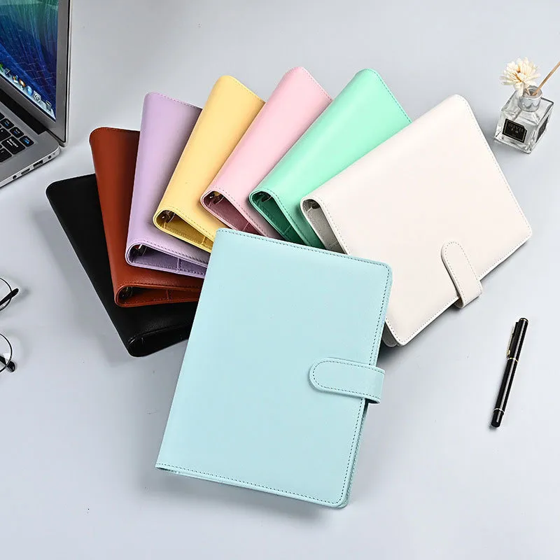 Notepads A5 A6 Macaron Loose-leaf Notebook Case Korean Ins Manual Ledger Without Inner Pages Imitation Leather Diary 230817