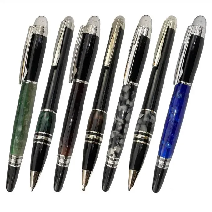 5A Cristal no topo Rollerball Gel Pen Black e Silver Circle Cove M Roller Ball Pen com o número da série