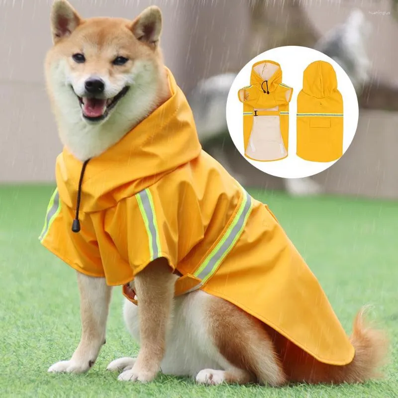 Capa de chuva de roupas para cães para cães grandes capuzes pupncho de puplo à prova d'água roupas reflexivas