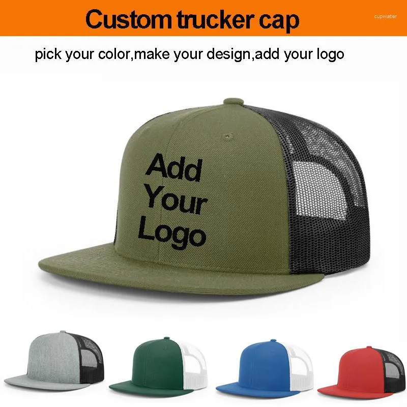 Top Caps 50pcs Düz Mühendim Snapback Özel Trucker Cap Summer Logo Sick Renk Ekle