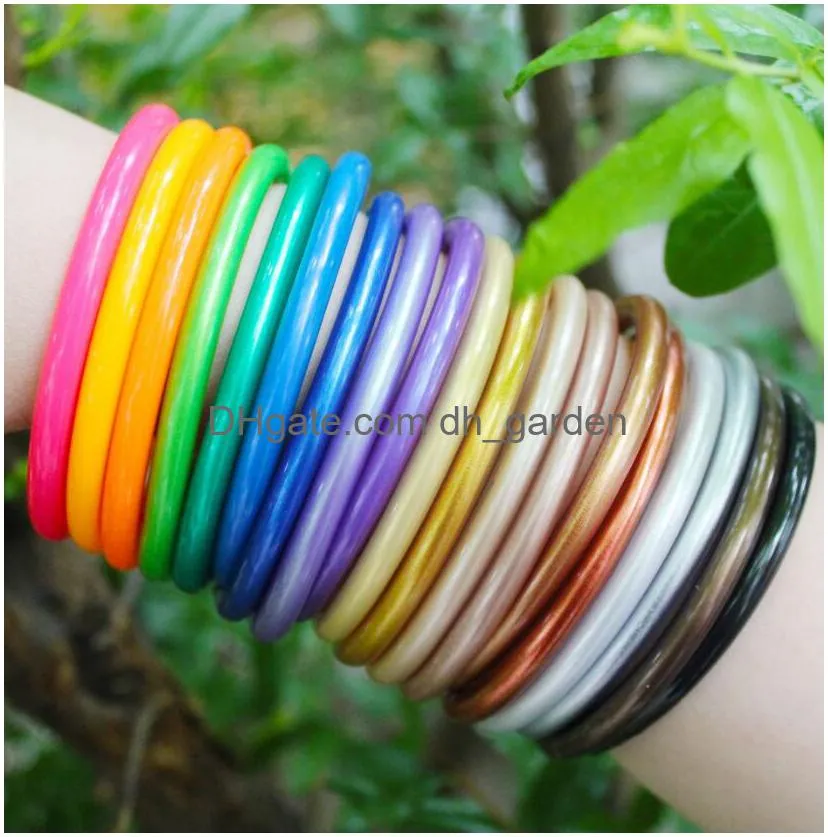 Bangle Shiny Colors Buddhist Rush Sequins Armband Fine Bharm Girls Sile Plast Glitter Jelly Lucky Charm Buddha Light Gift Pure Copp Otzcv