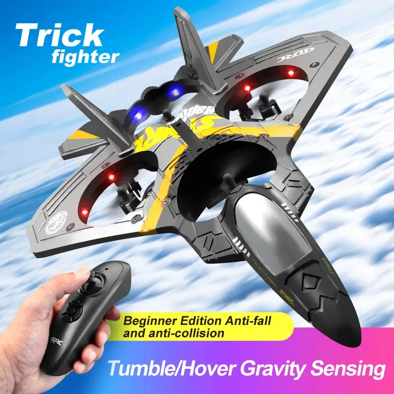 V17 RC Remote Control Airplane Drone 2.4G Gravity Sensing Remote Control Fighter Hobby Plane Glider Airplane EPP Drones Aeroplane Foam Aircraft Boy Toys Kids For Gift