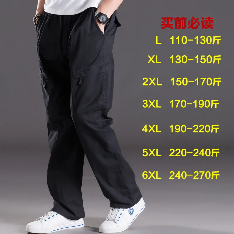 Mens Fat pants Cargo Work Pants Casual Fit LooseTrousers Plus Size  Multi-pocket