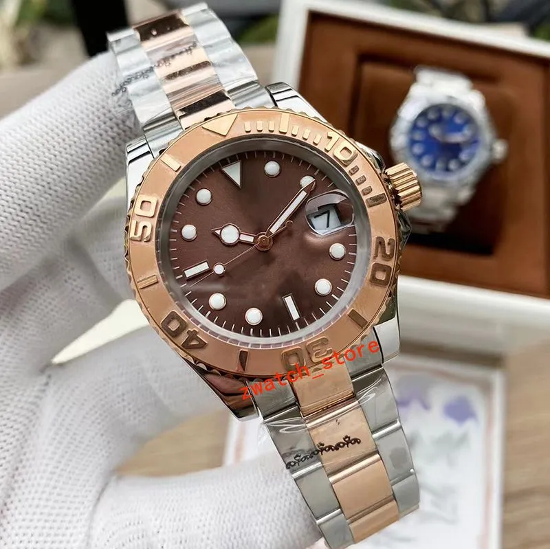 Męskie zegarek gumowy różowe złoto automatyczny ruch mechaniczny Wodoodporny zegarek ze stali nierdzewnej Master Watch Watch Watch Watch Wysoka jakość-1