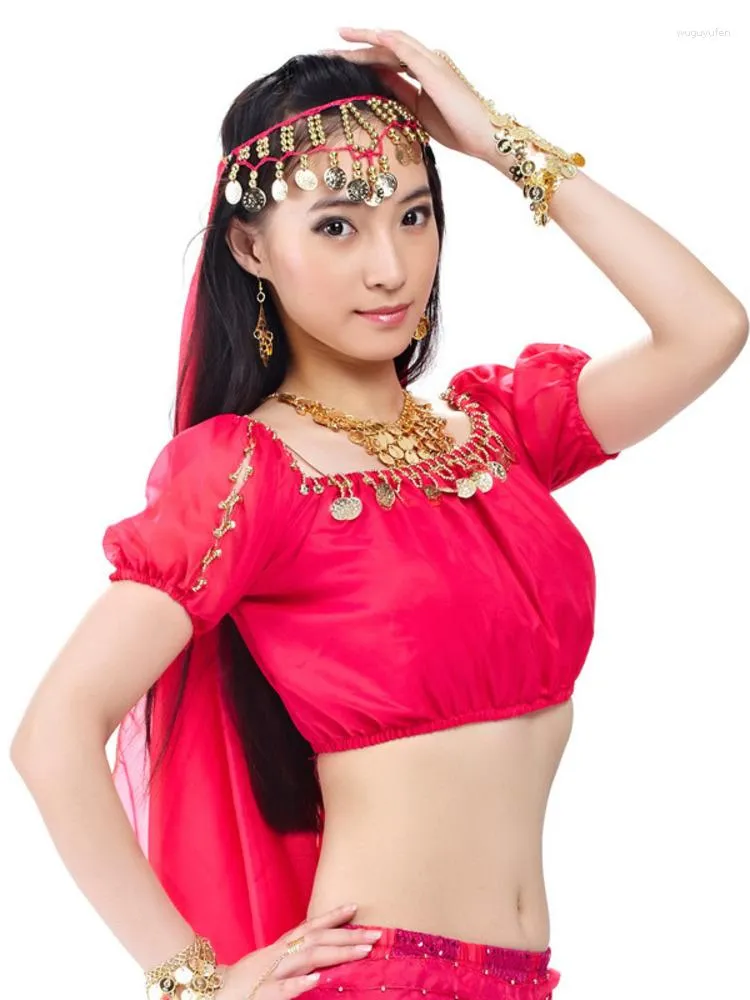 Bühnenverschlüsselung Feste Farbe Oriental Dancing Festival Tops Frauen Urban Dance Jazz Pailletten Bellydance Fantasia Latin Clothes Quaten Frau Araber