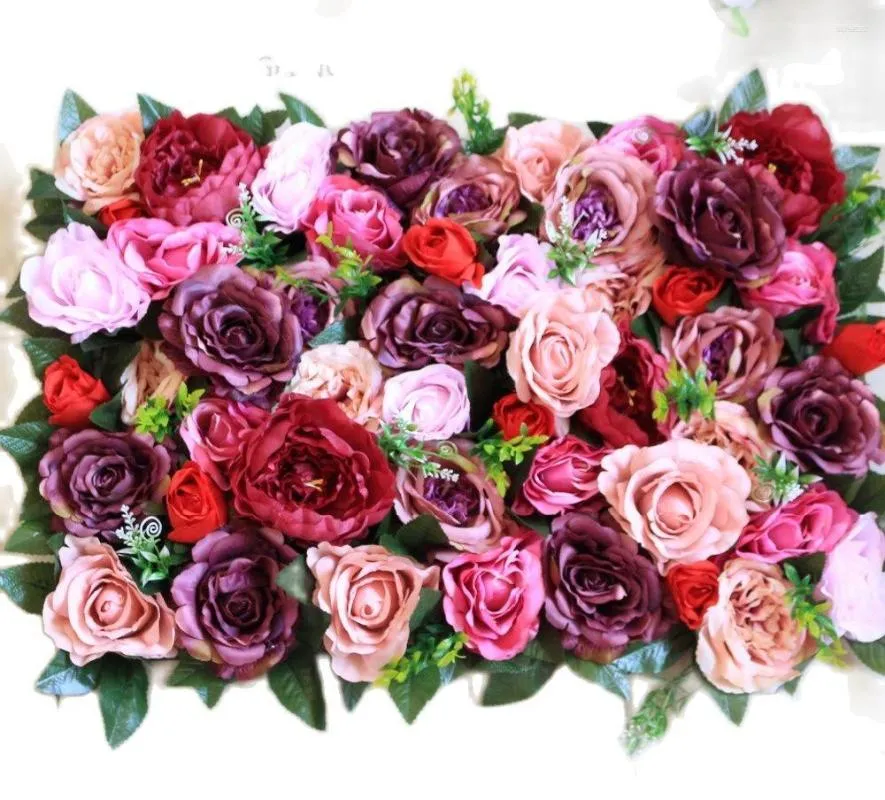 Fiori decorativi tongfeng 8pcs/lotto mixcolor seta artificiale rosa peonia muro di fiori sfondo di decorazione centratagonista