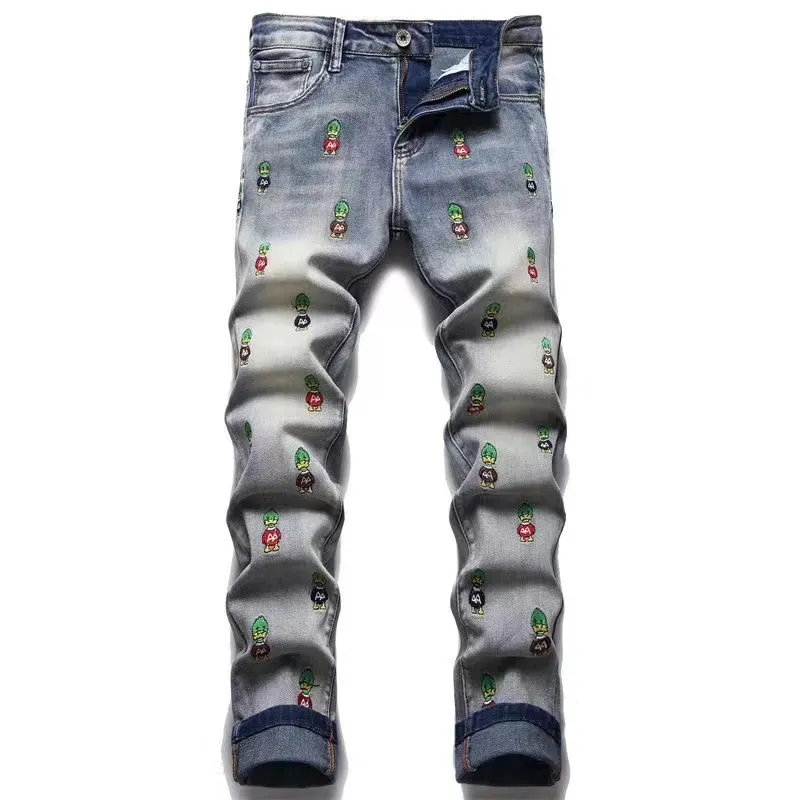 designer jeans da uomo jeans viola jeans jeans jeans alla moda e lussuoso stampa lettere di viaggio in via di viaggio strappato jeans abbigliamento da uomo j4