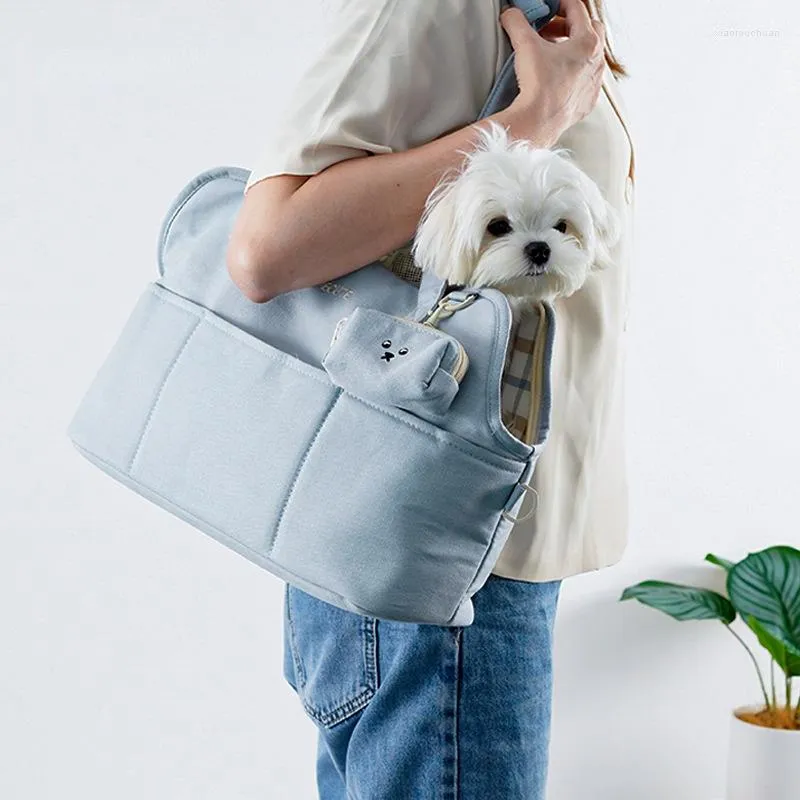 Hundbärare koreansk version av Travel Pet Kennel Shoulder Messenger Bag Maltese Bichon Puppy Cat Pets